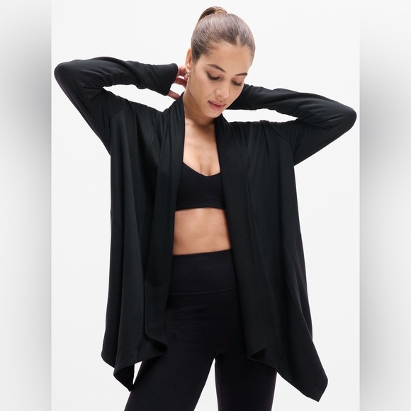 Athleta Pranayama Restore Wrap Cardigan Sweater Black Size Small - Picture 1 of 11